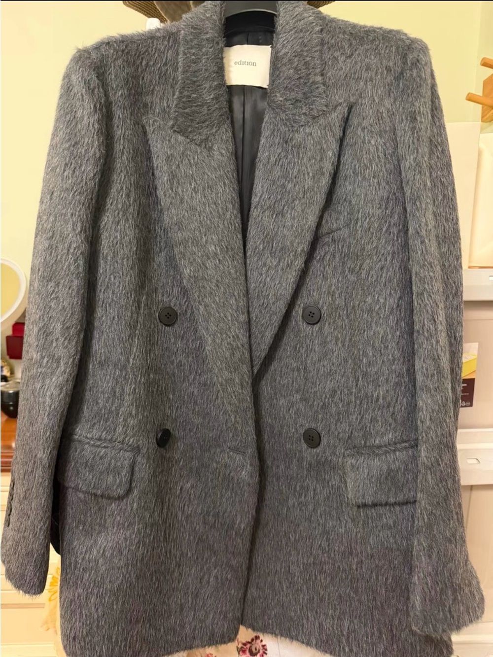 Edition Double-Breasted Gray alpaca Women's blazer size Large